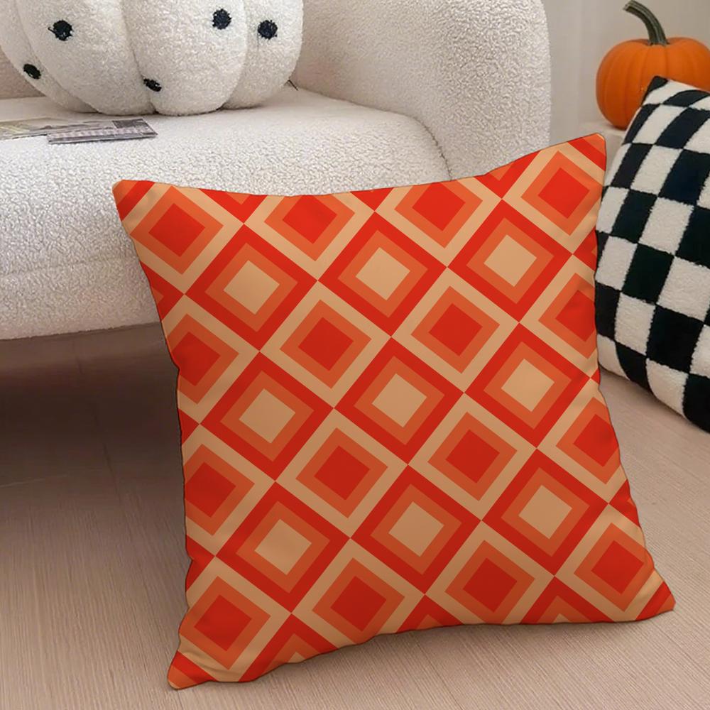 Retro Ornate Bohemian Style Geometric Pattern Cushion Cover Throw Pillow Cover Hidden Button Durable Polyester Chair Cushion
