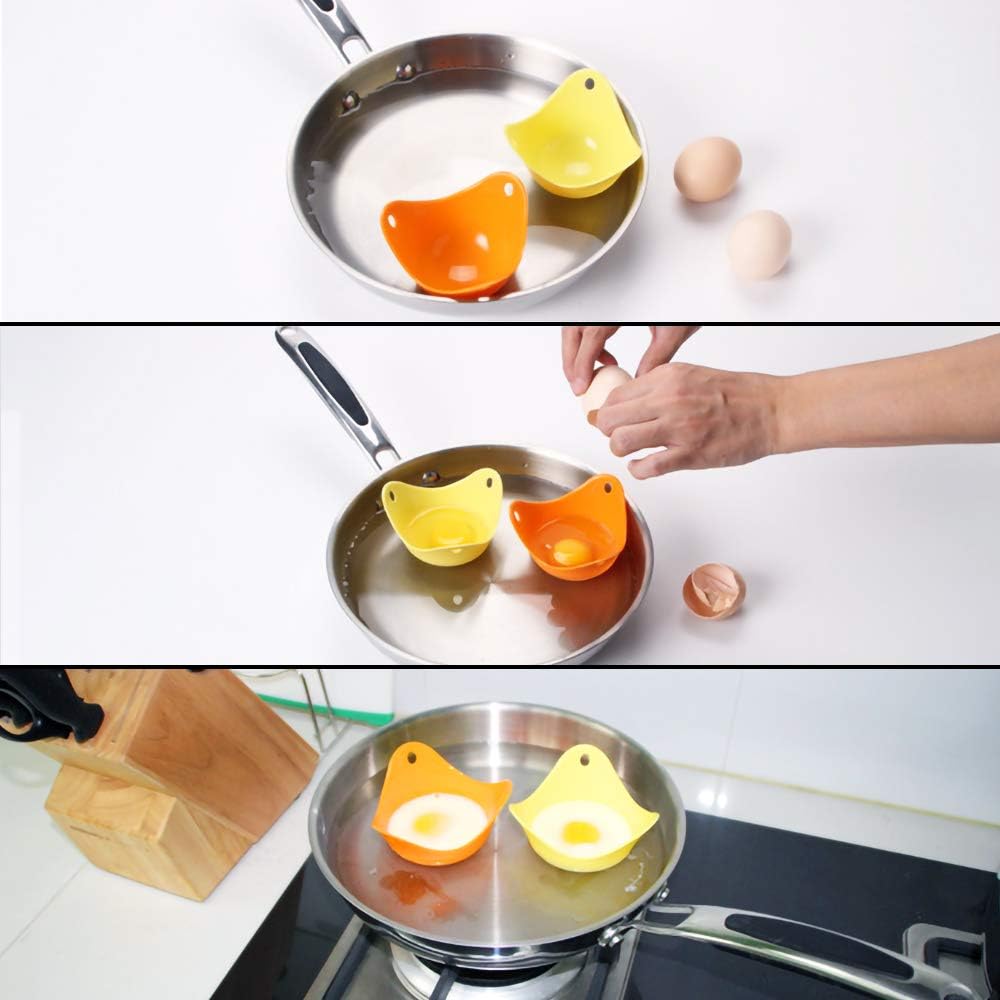4pcs Silicone Egg Poacher Cups Poach Pods Work with Egg Poacher Pan, Cookware, Boiler Steamer, Microwave