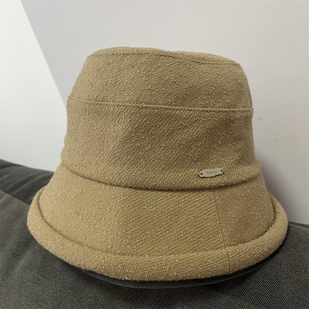 Curling Dome Basin Hat Women's Foldable Simple Versatile Bucket Hat Plain Face Small Autumn and Winter