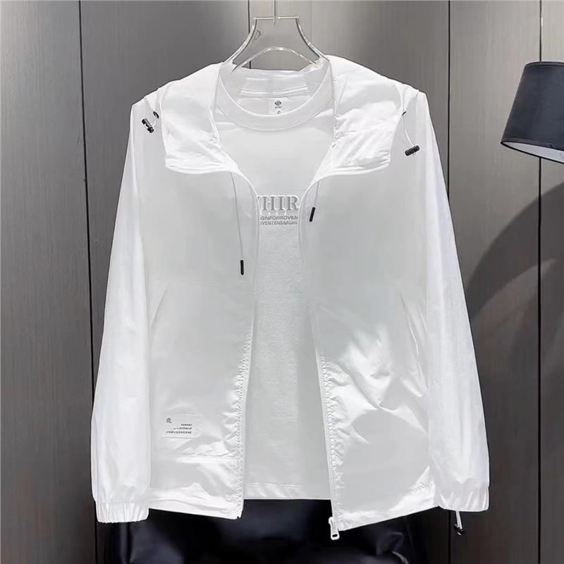 

Летняя унисекс дышащая куртка с капюшоном 2025 - Повседневная, легкая верхняя одежда для защиты от солнца M [75-100 lbs]