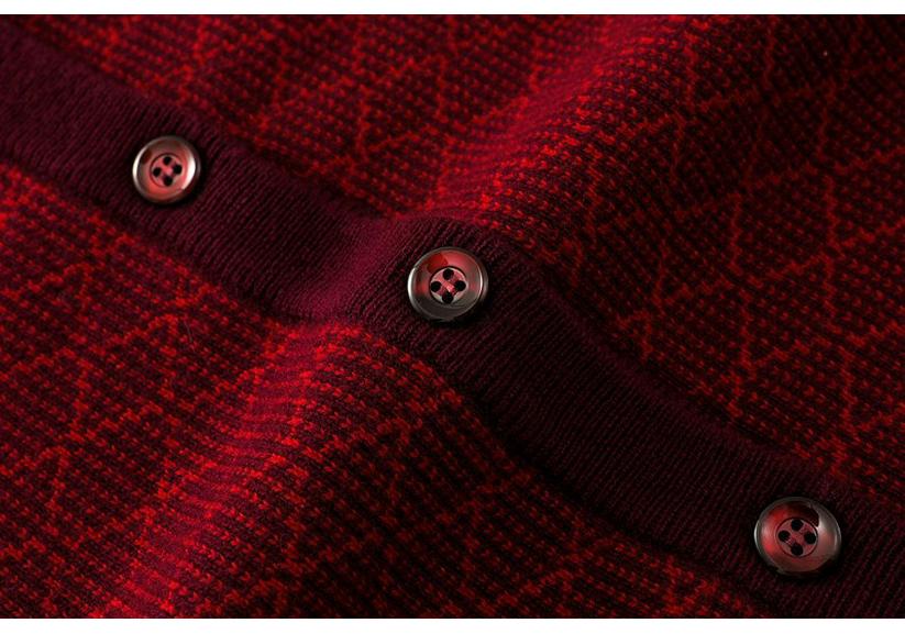 Middle-aged & Elderly Couples' Red Wool Cardigan - Year of the Rat Theme, Plus Size Warmth for Women.