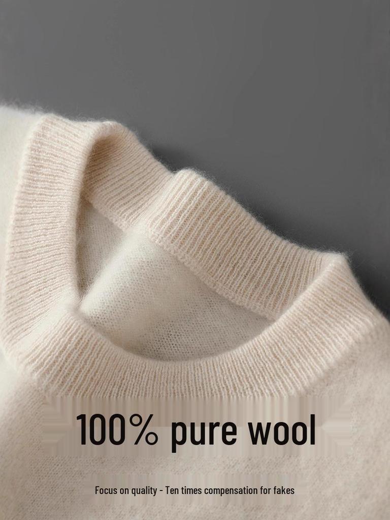 Herrtröja i enfärgad ullstickad casual