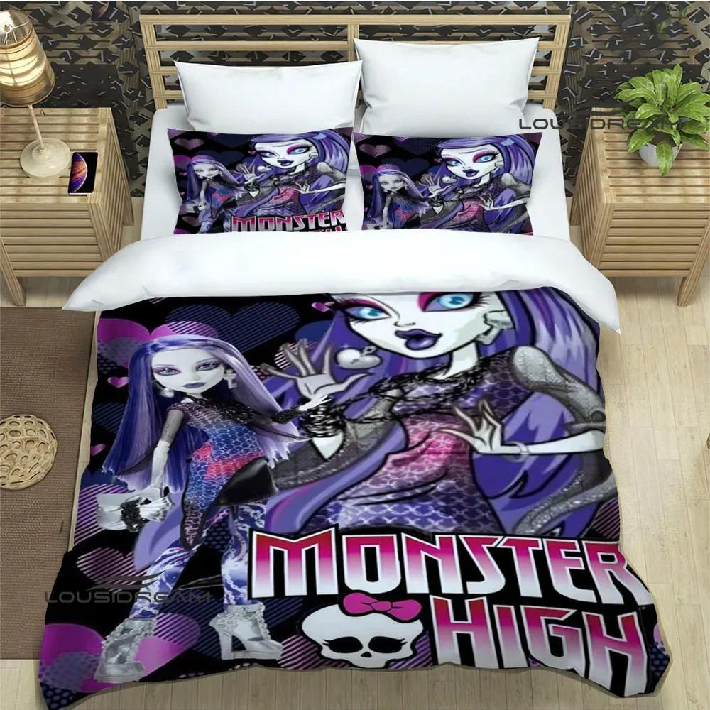 

Набори постільної білизни з принтом Monster High із мультфільмами. Вишукані набори речей. Підодіяльник. Підодіяльник. Комплект постільної білизни. Розкішний подарунок на день народження. US Twin 172x218cm