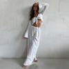 2025 Autumn Cross-Border Lace-Up Long Sleeve Pajama Set - European & American Modal Homewear