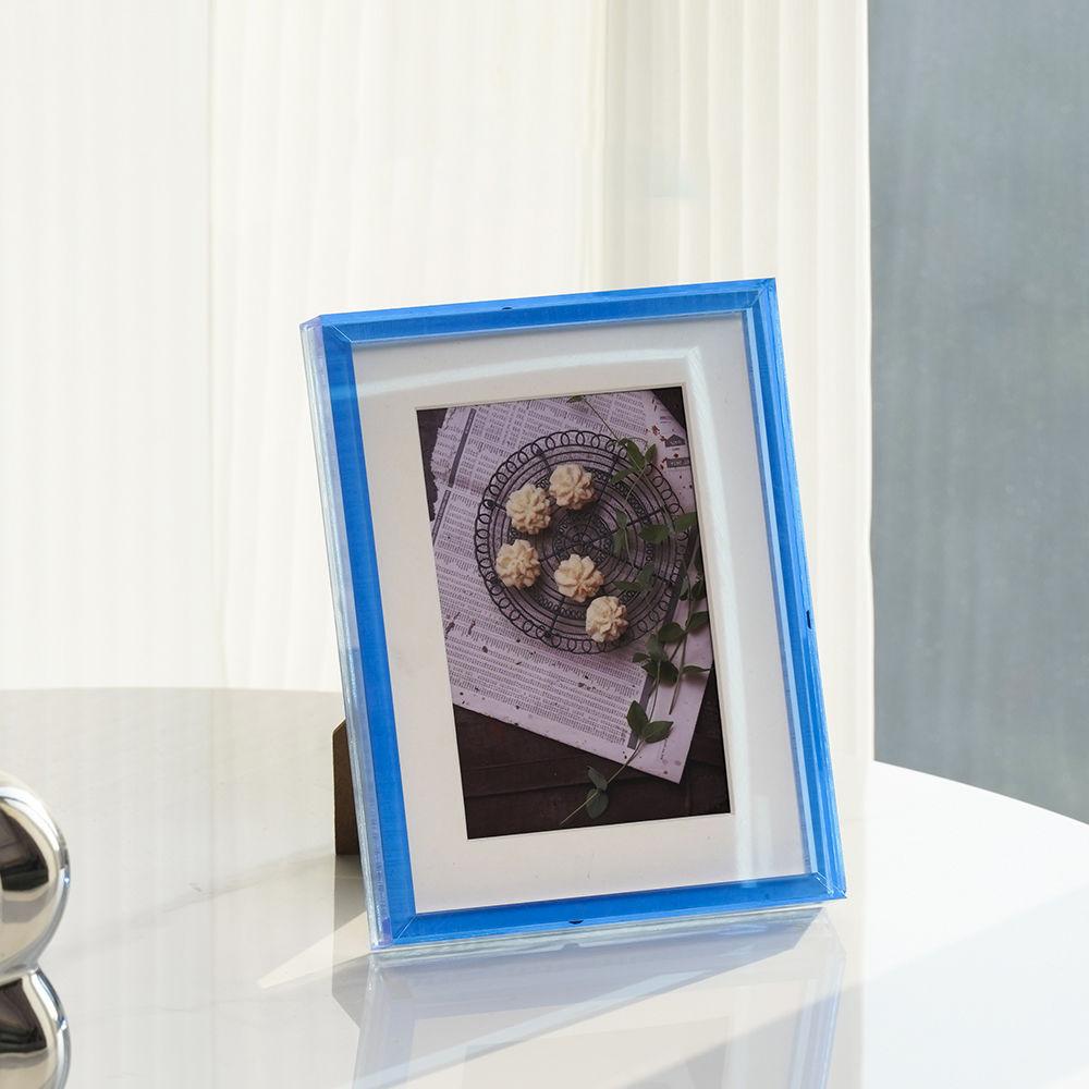 Acrylic Neon Picture Frame Desk Bright Full Colored Decorative Photo Frame for Home Office Bedroom Tabletop Gallery Display