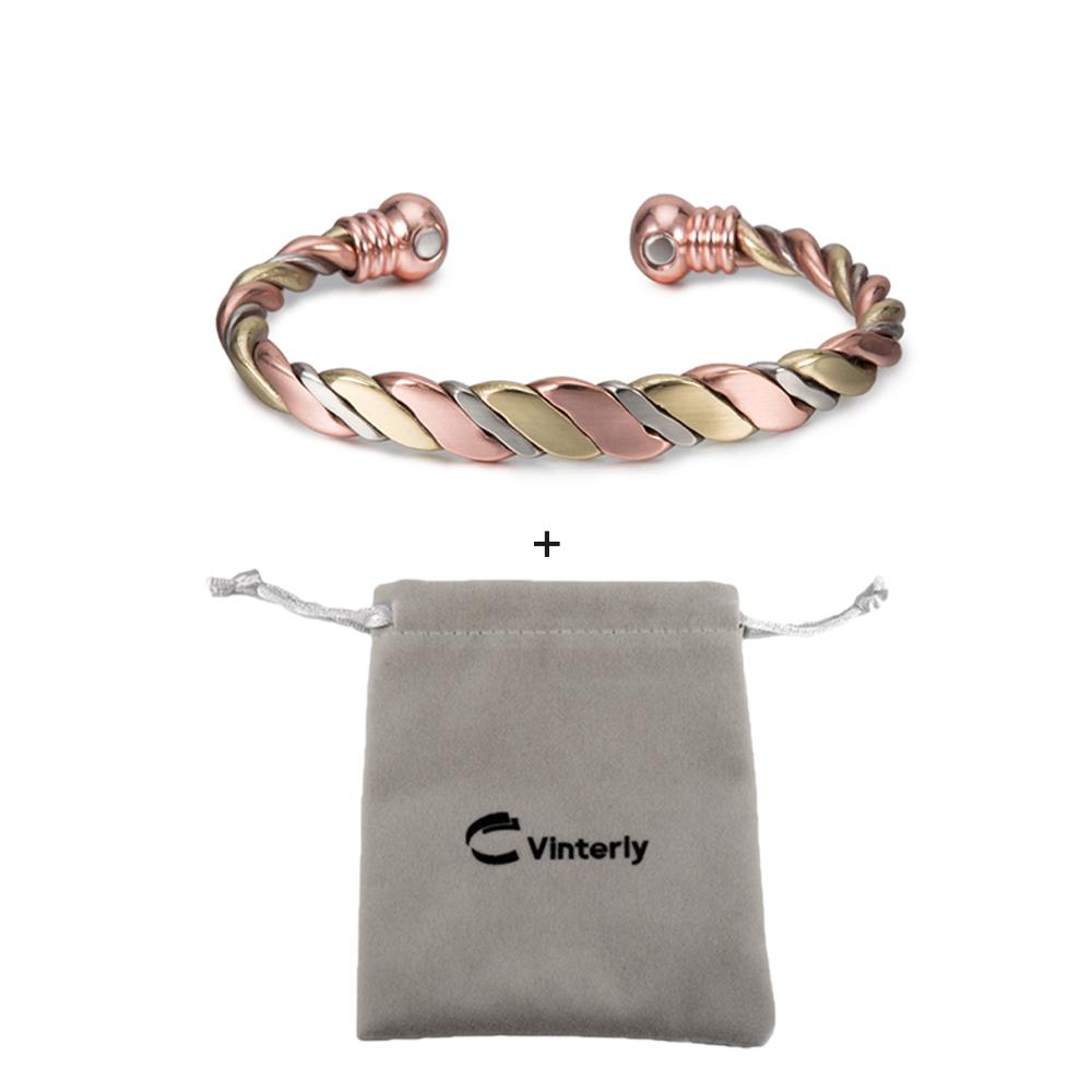 Braccialetti in Rame Intrecciato Vinterly per Donna Colore Oro Rosa Salute Energia Rame Magnetico Braccialetti a Bracciale Regolabili & Bangles