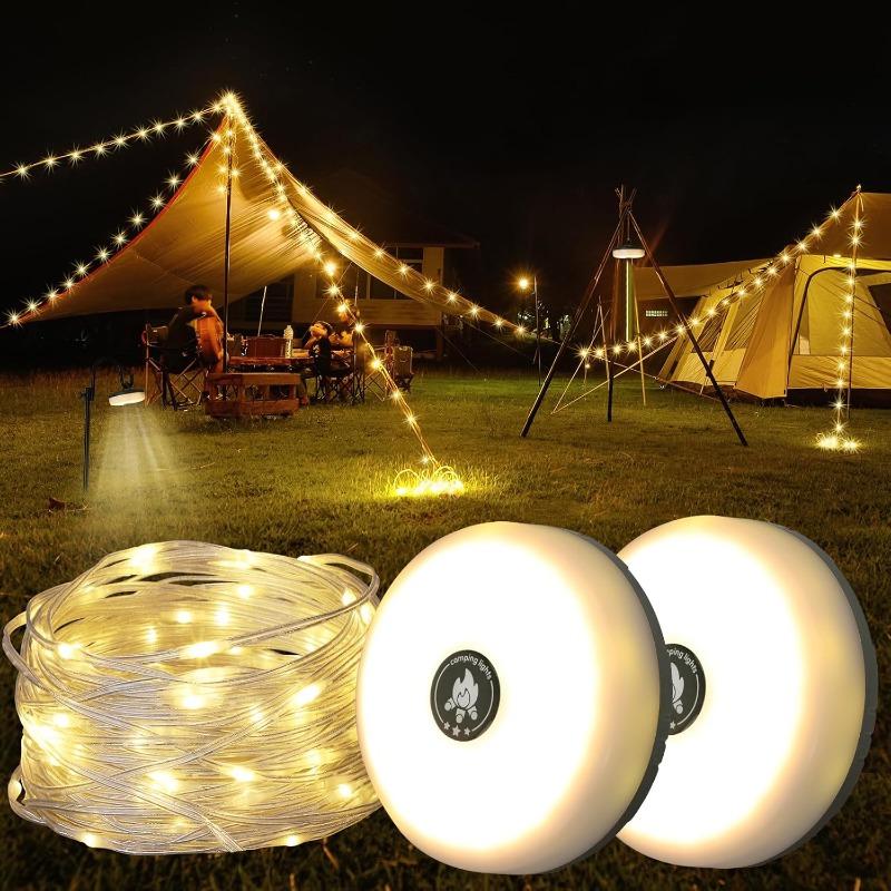 Outdoor Camping String Light with 5 Modes Rechargeable String Light Camping 2 In 1 Waterproof Portable USB Camping Lights for Camping Yard Party Decor