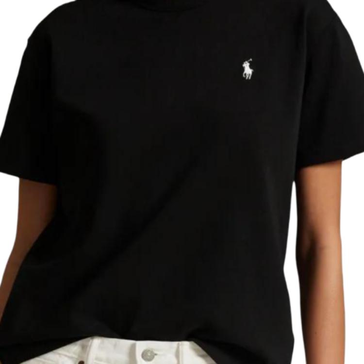 Polo Ralph Lauren Loose Fit Cotton Crew Neck T-Shirt Women tops Black 211967104-002