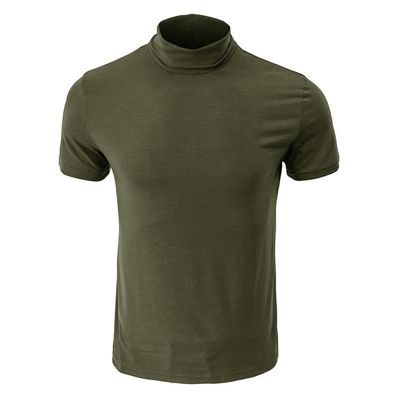 Men's Soft T Shirt Short Sleeve Basic Turtleneck Slim Fit Undershirt Pullover Solid Tops Athletic Workout T-Shirts for Men Summer Moisture Wicking Tee