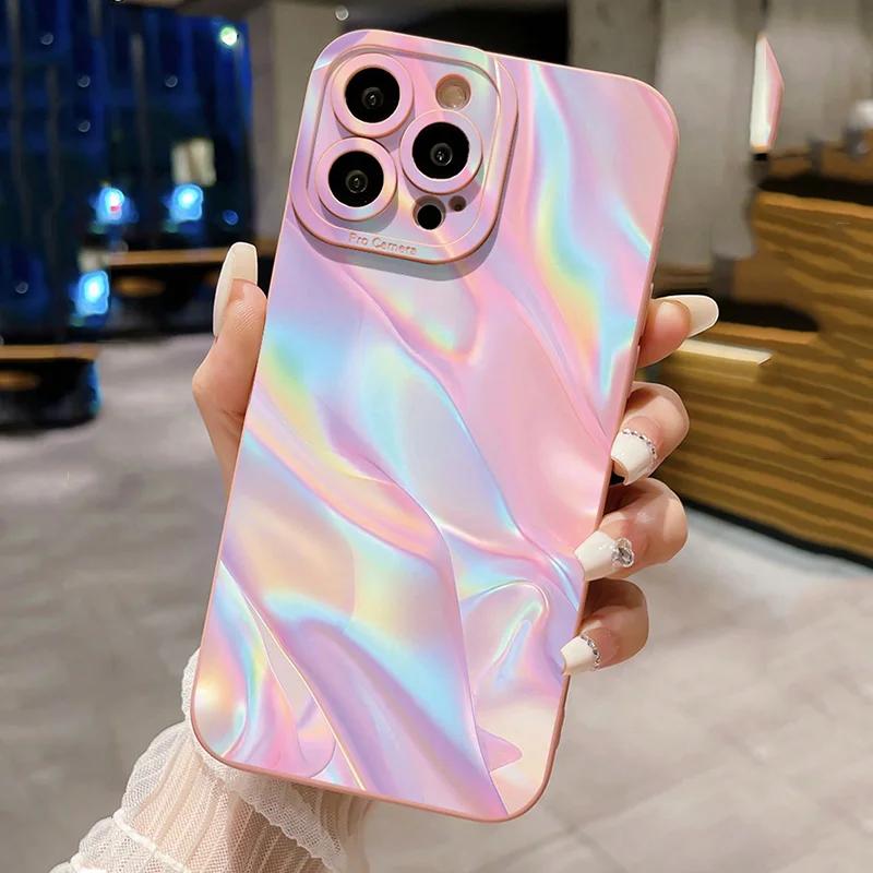 Aurora Gradient Phone Case For iPhone 17 16 Pro Max Air 15 14 Plus 11 12 13 Mini 7 8 SE2 X XS XR Matte Shockproof Silicone Cover