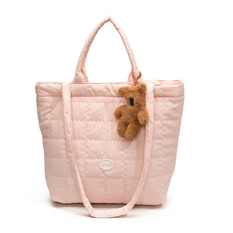 Ielgy Plaid Shoulder Bag Fashion Casual Large-Capacity Portable All-Match Cotton Bag Commuter Tote Bag