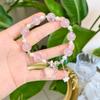 Original Design 12mm Natural Rose Quartz Peach Blossom Star Beaded Bracelet