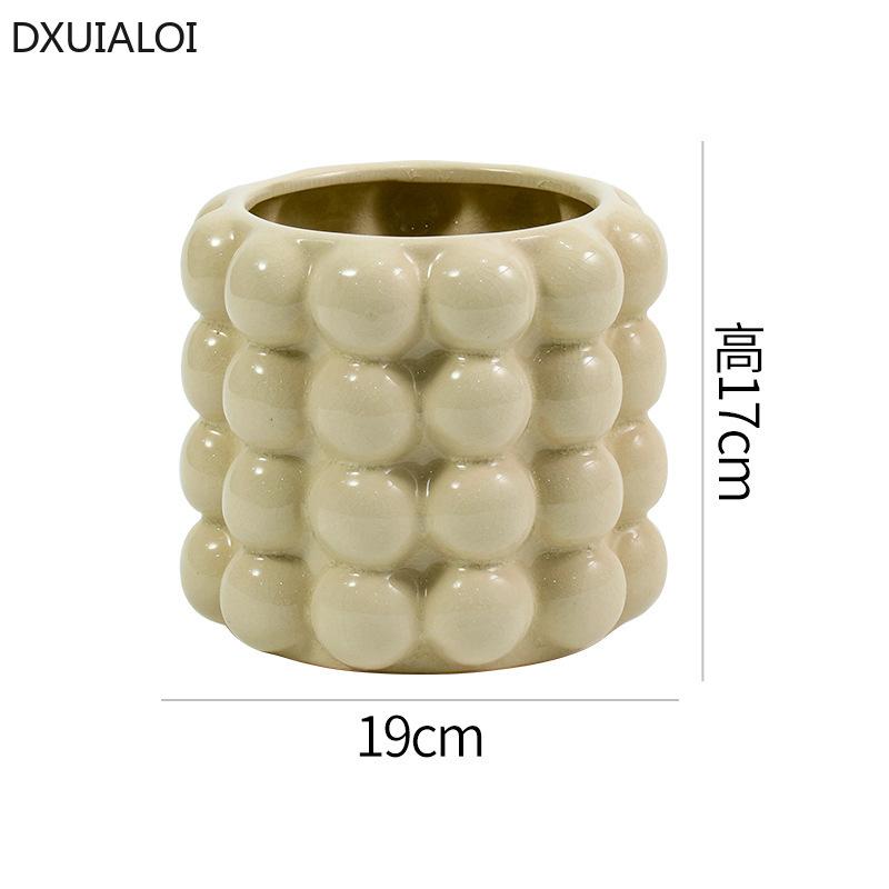 Nordic Style 3D Ceramic Vase Flower Arrangement Device Pen Holder, Makeup Brush, Storage Jar Flower Pots Home Decor