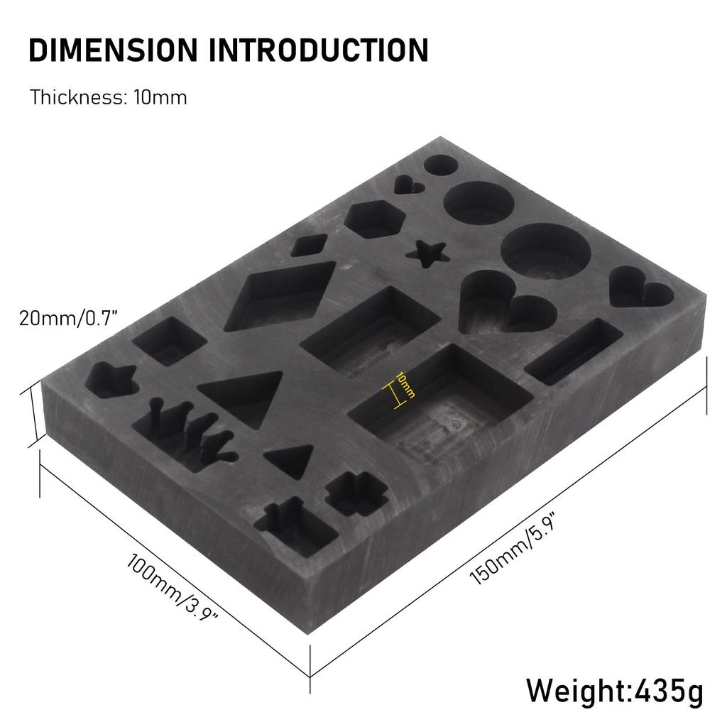 Multi-shaped graphite oil baths and crucible molds, suitable for smelting, casting, and refining gold, silver, metals, aluminum, copper, and brass