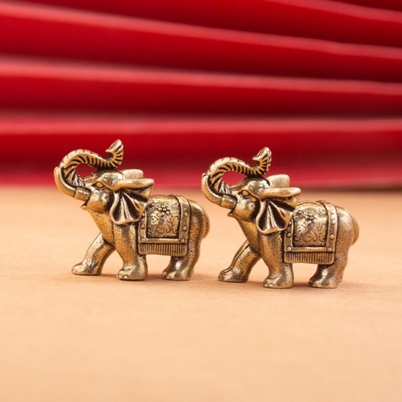 Brasses Elephant Ornaments Symbolizing Wealth Wisdoms and Good Fortunes for Gift Giving or Home Office Decoration