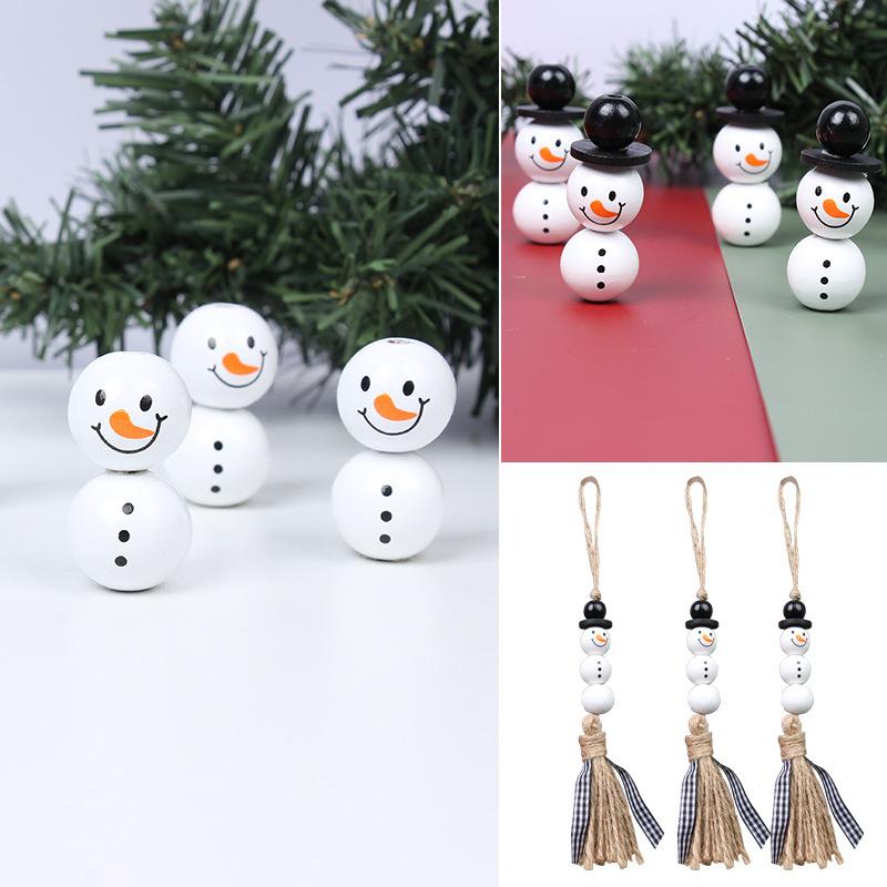 

10 шт., популярные деревянные бусины Navidad в подарок для дома, детские игрушки, аксессуары для браслетов, новые рождественские круглые украшения в виде снеговика «сделай сам», 20 мм