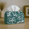 1pc Party Tissue Box with an Oriental Botanical Design, a Versatile Tissue Holder In Cherry Blossom Teal, Ideal for Outdoor Gatherings, Daily Desktop 