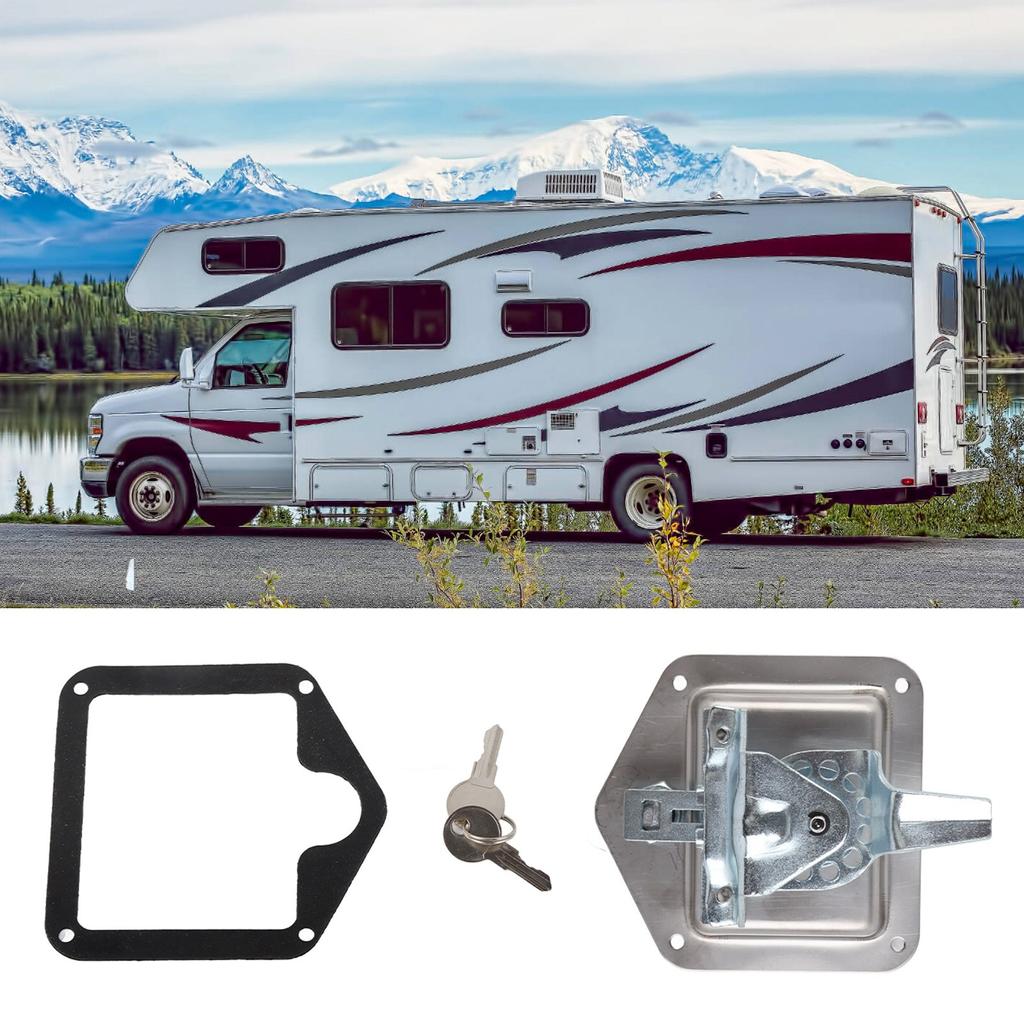 Polished Stainless Steel Toolbox Lock T Handle Latch Foldable Trailer Door Latch for Truck RV Camper