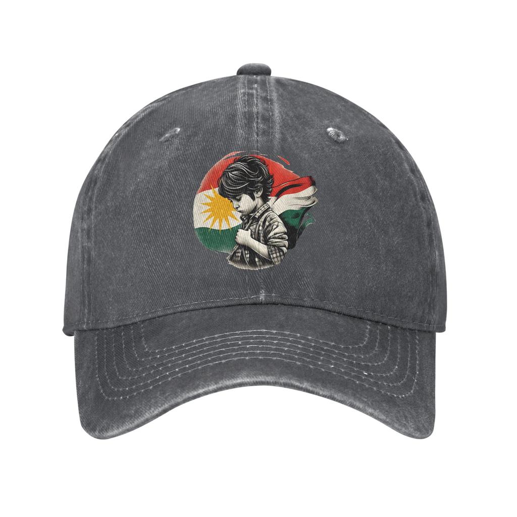 Kurdistan Flag Sun Baseball Cap Streetwear Men Adult Washed Trucker Hat Sun-Proof Custom Tennis Skate Cap Birthday Present