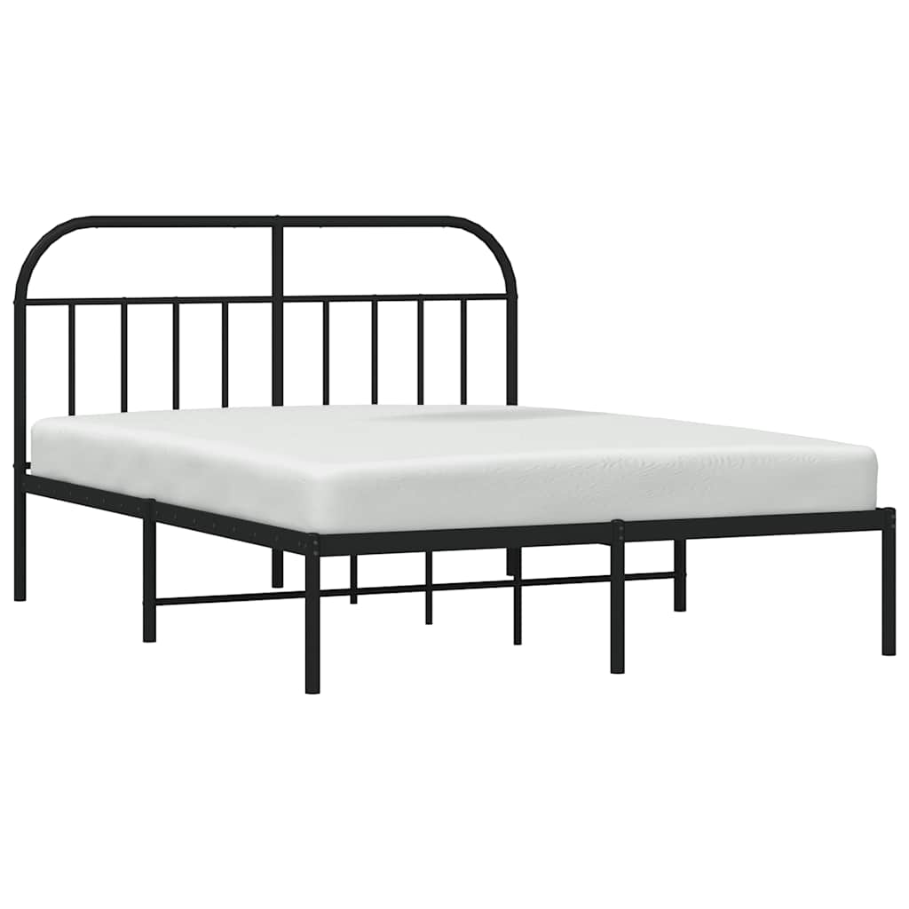 VidaXL Bettgestell mit Kopfteil Metall Schwarz 140x190 cm