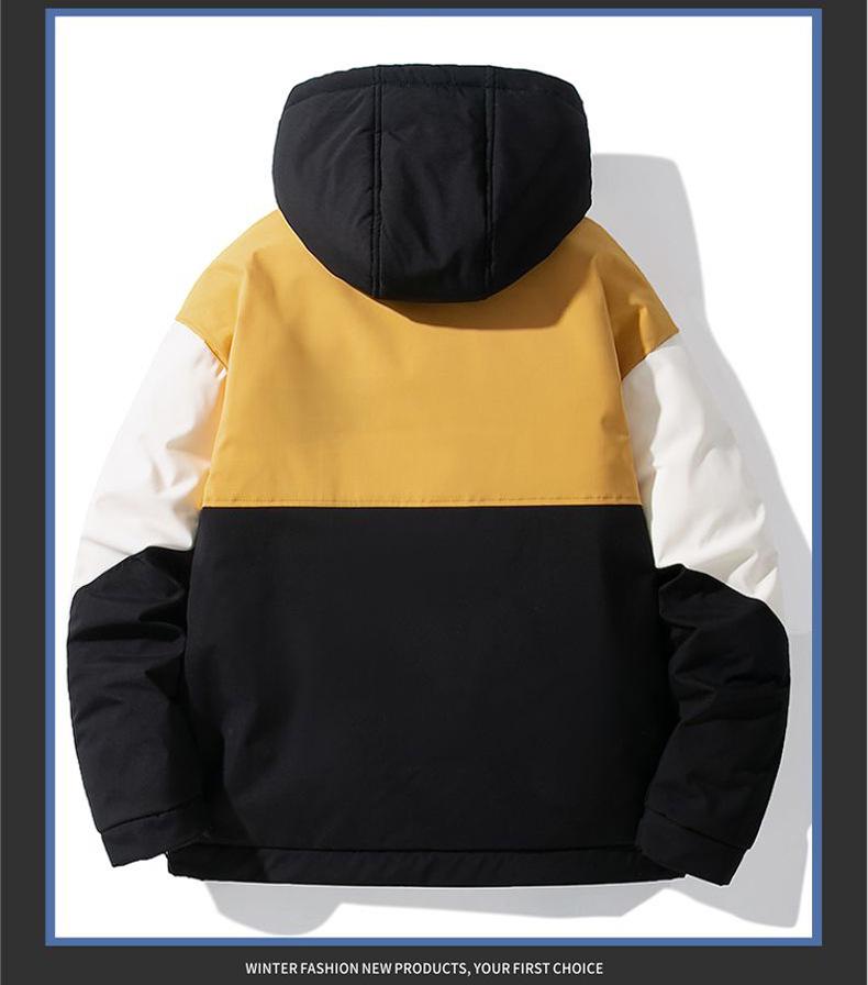 2025 Men's Color Block Hooded Down Jacket - Trendy Korean Style, Thick & Loose Fit for Autumn/Winter