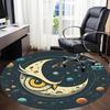 1 szt. Okrągły dywanik Moon Space Owl do biura, Mata odpowiednia do biura, Pod krzesła biurowe, Sypialni, Salonu, Wystroju domu, Dekoracji pokoju