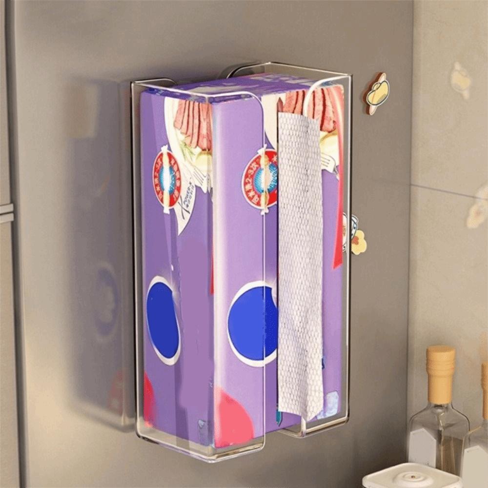Self Adhesive Refrigerator Tissue Box Punch Free Detachable Storage Box Tissue Holder Cabinet