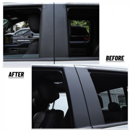 Carbon Fiber Window Center Pillar Sticker Trim For Ford F150 2009-14 Accessories