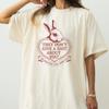 Funny Rabbit Graphic T-Shirt, Cream Cotton Unisex Tee, Sarcastic Bunny Illustration Shirt with Quote