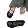 Sheepskin Version! French Retro Splicing Mary Jane Shoes Women's Spring and Autumn New One-word with Shallow Mouth Inner Height Increase Single Shoes