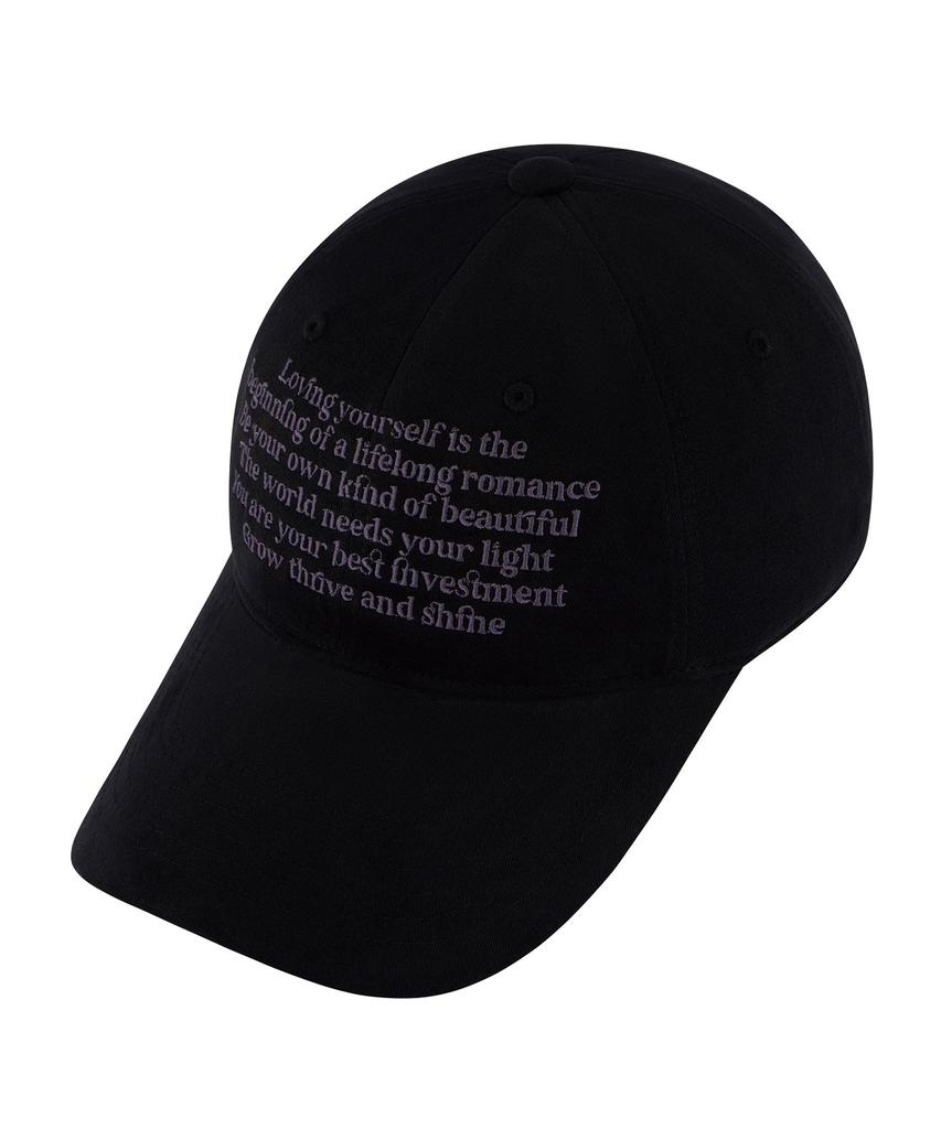 Hebeles Text Block Pitch Wash Ball Cap - Black