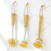 Perie de Curățat Vasă din BambusPerie de CurățatPerie pentru Fructe și Legume din Lemn MasivPerie de Bucătărie cu Mâner din LemnPerie de Vasă cu Mâner LungInstrument Magic