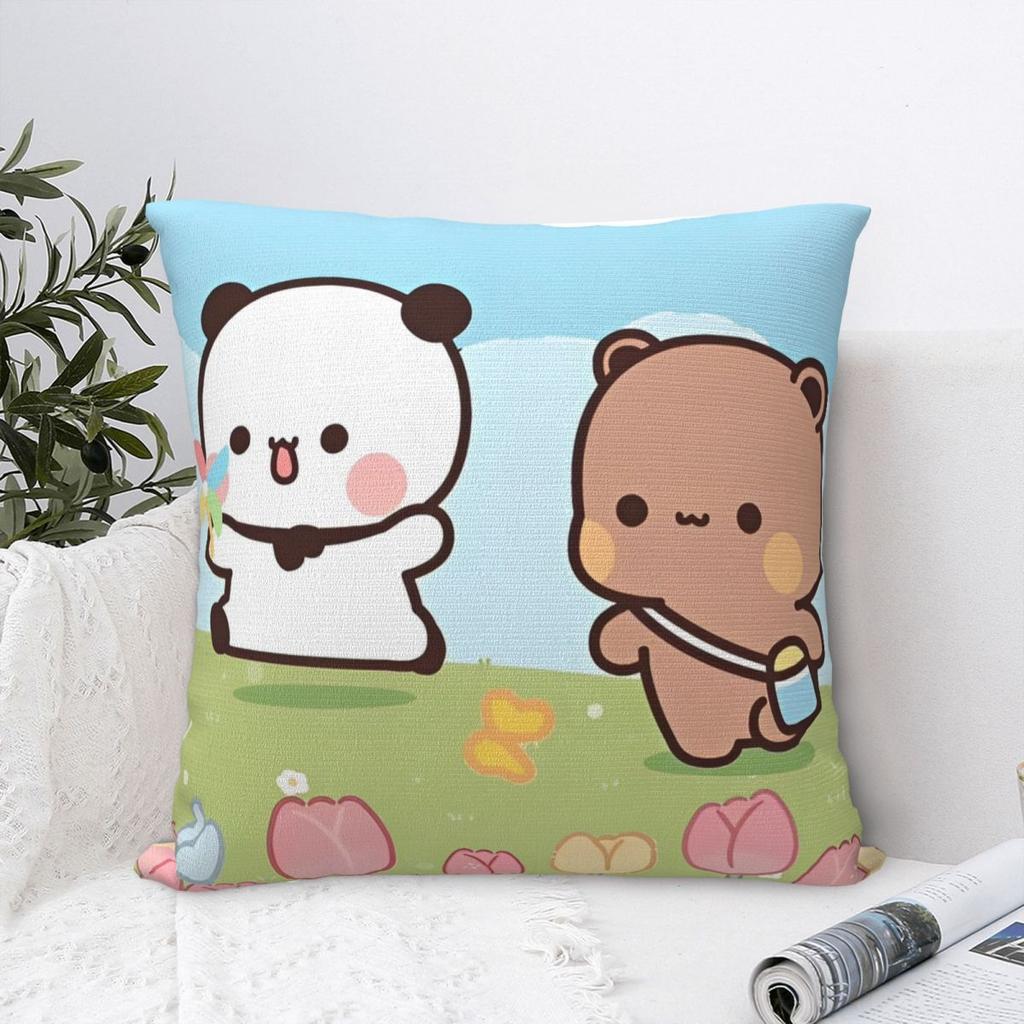 Kawaii Cute Bubu Panda Dudu Pillowcase Double-Sided Printing Cushion Cover Decorations Throw Pillow Case Cover Home Zippered