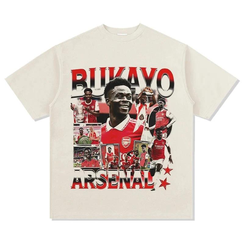 Bukayo Saka Arsenal Vintage Bootleg Oversized T-Shirt, Premier League Soccer Star Graphic Tee, Unisex Casual Top
