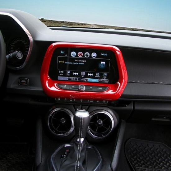 8'' Central GPS Navigation Screen Frame Trim Cover for Chevrolet Camaro 17+ Red