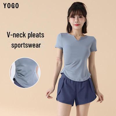 2025 Spring/Summer Quick-Dry Sports Yoga Set – Slim Fit, Short Sleeve Fitness Apparel