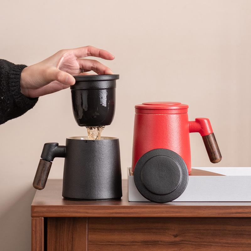 Keramikfilter Teetasse Tee-Trenntasse Bürobecher Keramiktasse Großhandel Tasse mit Deckel Geschenk