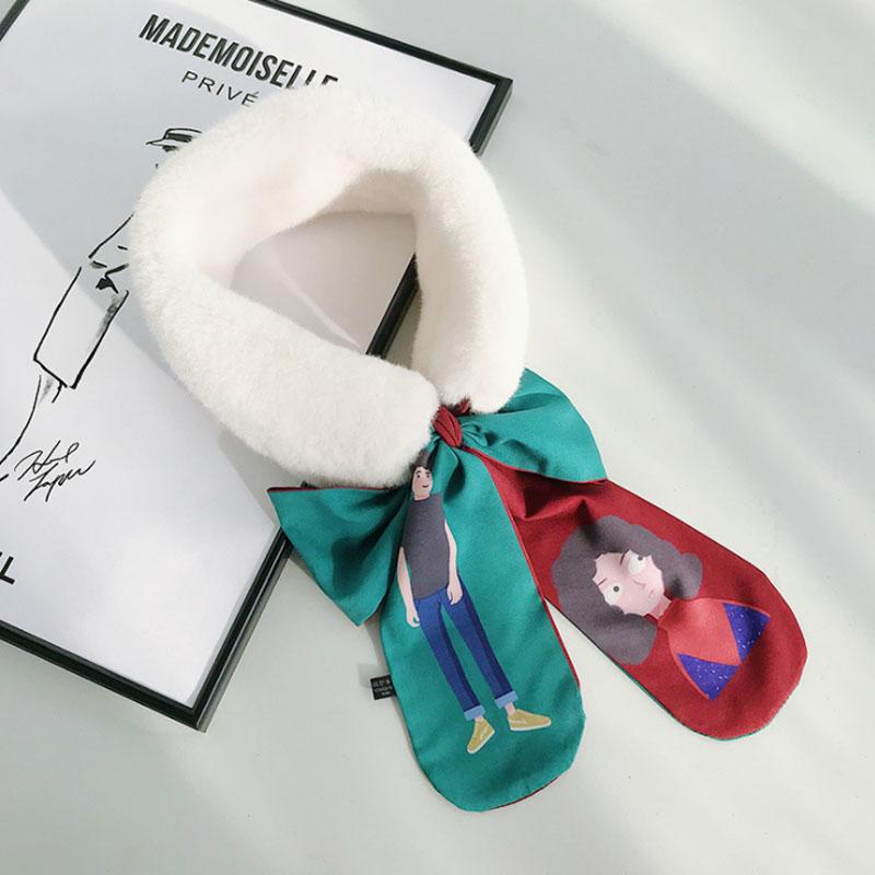 Women Fake Collar Tie Winter Faux Fur Woman False Collar Girls Detachable Fur Collar Ribbon Warm Scarfs for Ladies Neckerchiefs