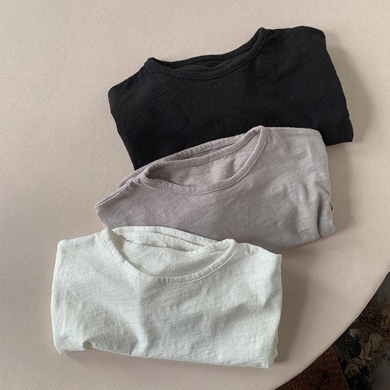 Bamboo Cotton Long Sleeve T-shirt for Boys & Girls - 2025 Spring/Autumn Korean Style Base Layer