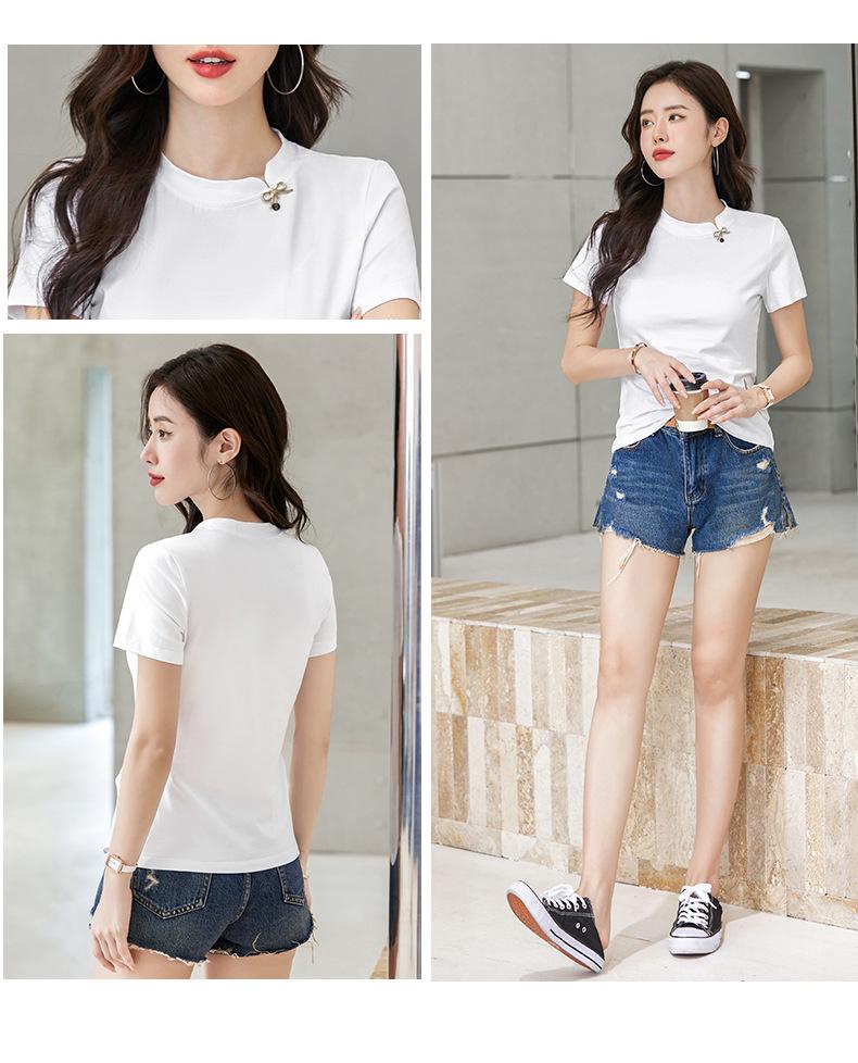 Chinese & Korean Style Slim Fit Short Sleeve Women's Cotton T-shirt - Comfortable & Versatile