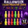 Interactive Parent Child Toys 12 Pcs Halloween Finger Projector Lights Mini Colorful LED for Kids Pattern Projection Ring Kids Goodie Bag Stuffers,