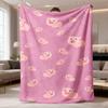 2026 Latest Flannel Blanket 1pc Pink Pig Plush Blanket UltraSoft & Warm AllSeason Cozy Throw with Cute Pig Faces & Balloonlike Pigs, Machine Washable 