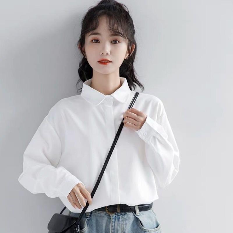 

Белая рубашка с длинными рукавами для студенток с невидимыми пуговицами Niche Design Sense Белая рубашка для весны и осени Повседневный топ L