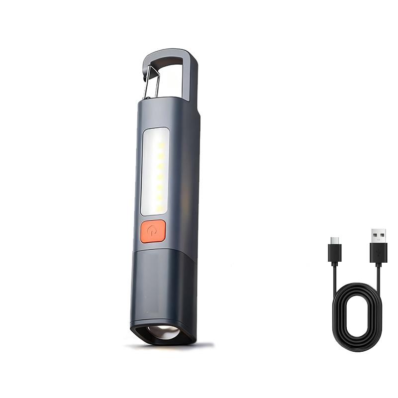 Strong Lighting ABS Flashlamp USB Charging Portable Outdoor EDC Torch Camping Hanging Flashlights Telescopic Focus COB Side Lamp