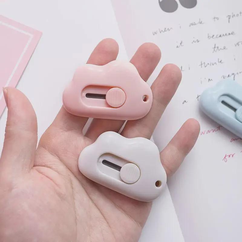 Cloud Girl Heart Mini Portable Utility Knife for Students and Office Tasks