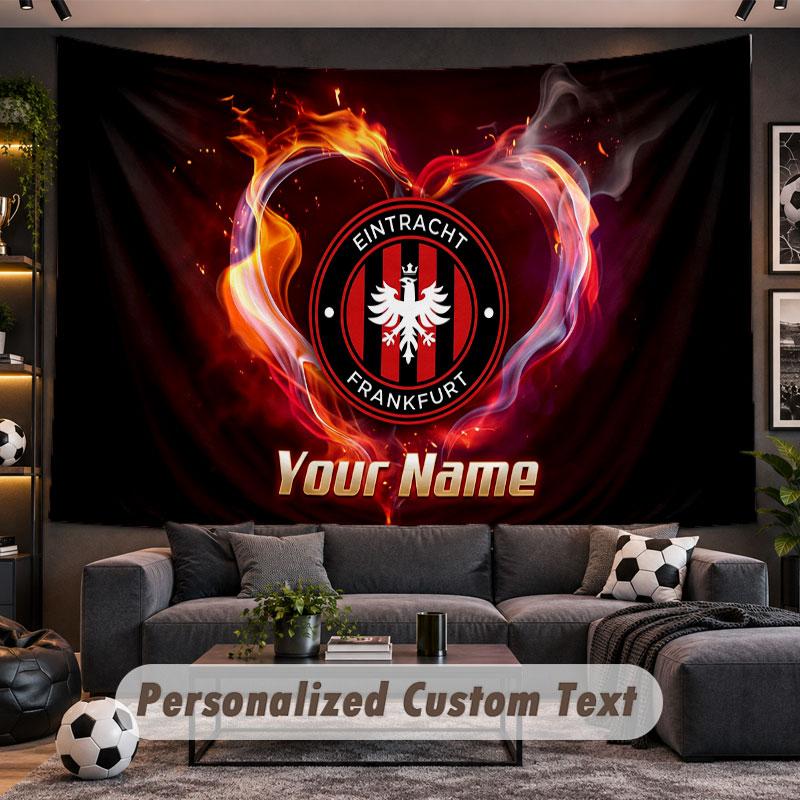 Wall Hanging Tapestry Custom NameEintracht Frankfurt Pattern Personalized Printed Fabric Wall Decor
