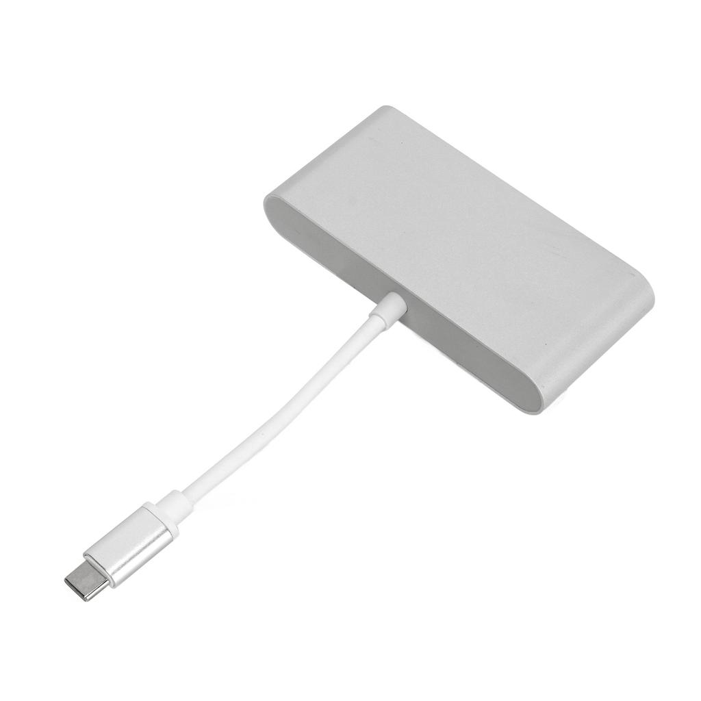 USB C Hub Aluminum Alloy 4 In 1 Multi Port Adapter Splitter with Type C USB 3.0 Gigabit LAN RJ45 HD