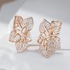 Kienl  Full Shiny Natural Zircon Drop Earring For Women Unique Crystal Flower  Rose Gold Color Daily Fine Vintage Jewelry