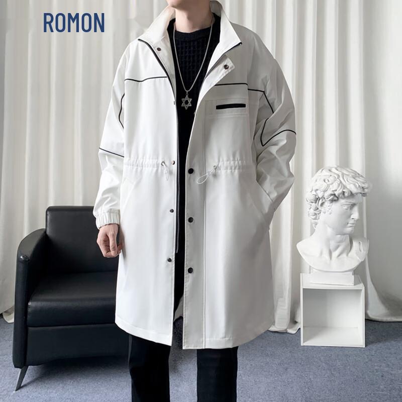 ROMON Men s Mid-Length Stand Collar Windbreaker Coat L