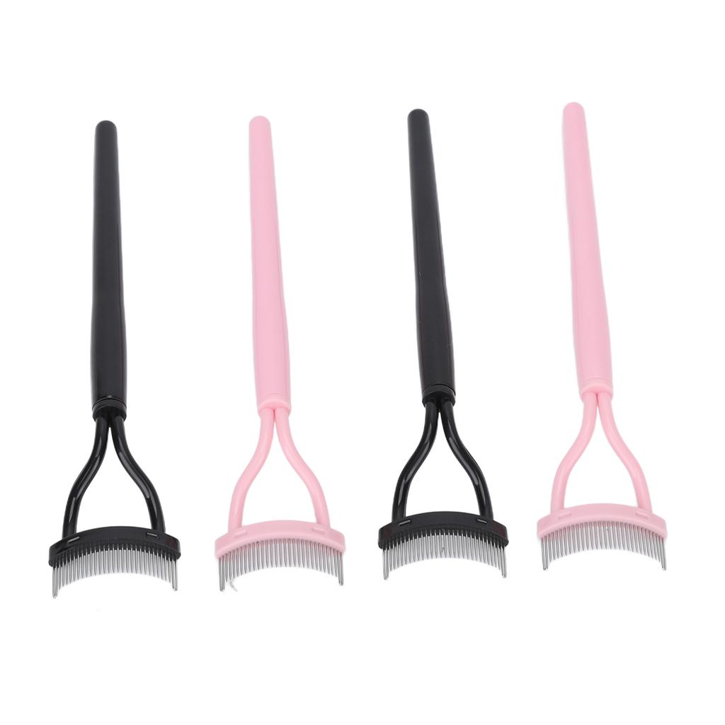 Eyelash Separator Stainless Steel Teeth Portable Cosmetic Brush Mascara Lash Definer with Comb Cover 4pcs
